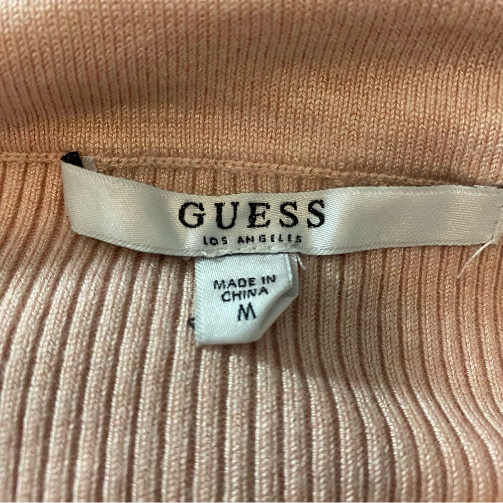 GUESS Off-Shoulder Pink Ribbed Sweater - Picture 3 of 3